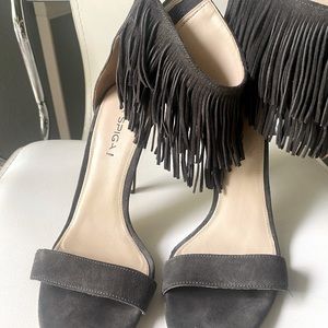 Via Spiga Suede Layered Fringes Sandals